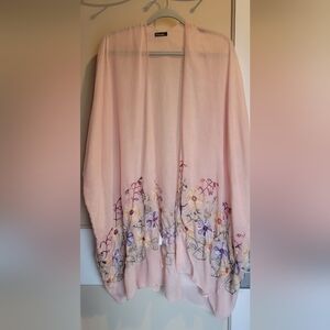 Floral Embroidered Pink/peach Sweater One Size